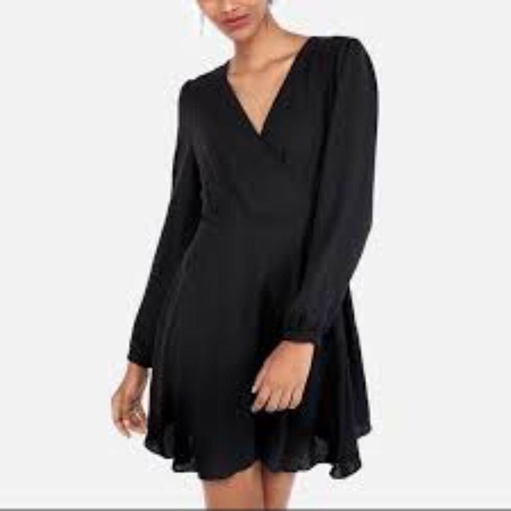 Express Mini Black dress Open Back V Neck Twirl Skater Skirt Medium M